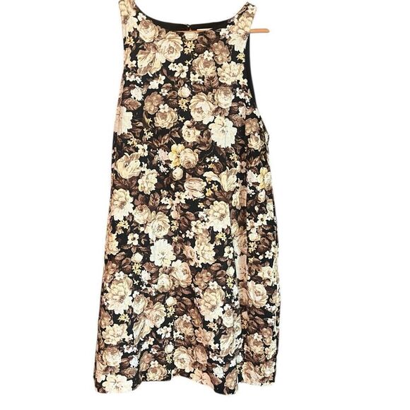 Abercrombie & Fitch Brown Sleeveless Floral Shift Dress Mini Brown Linen Blend S - Picture 1 of 6